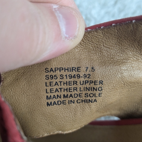 Miz Mooz Heel RED Sapphire Model Sandals Size 7.5 Leather With Velcro - Picture 9 of 10